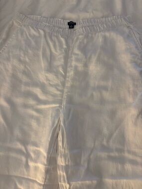 J.Crew White Elastic Waist Linen Pants